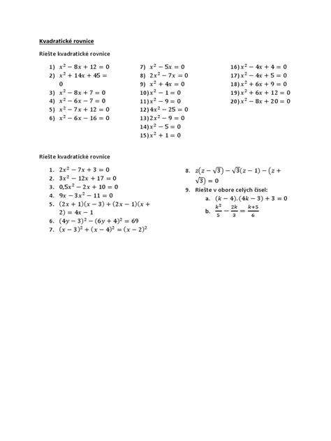 kvadraticke rovnice pdf